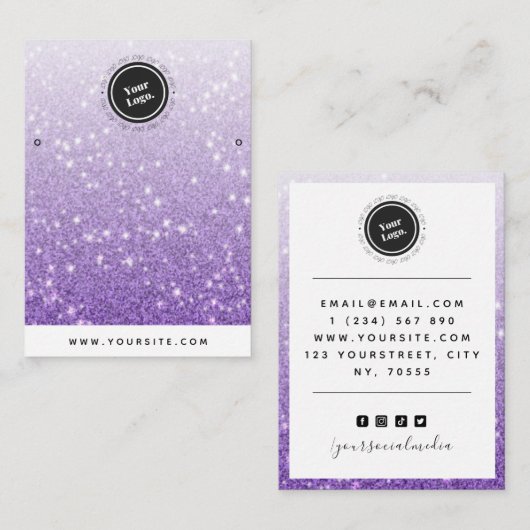 Carte De Visite Parties scintillant violet Ombre Glam Bijoux Écran (Devant / Derrière)