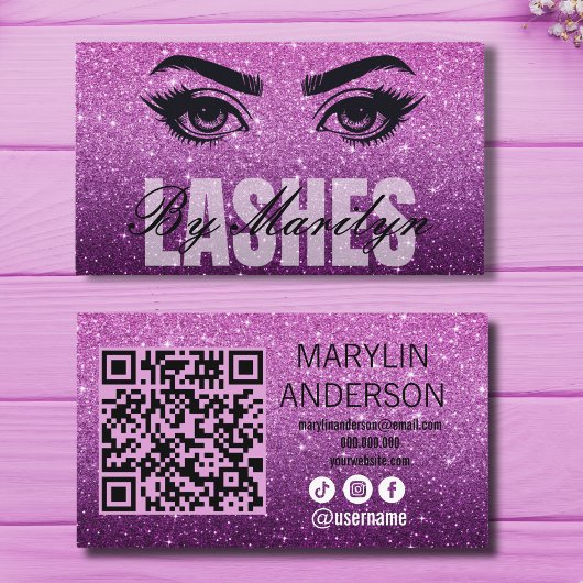 Carte De Visite Parties scintillant violet Ombre Lash Business ave