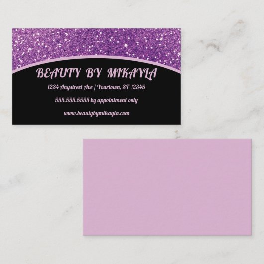 Carte De Visite Parties scintillant violet Style cheveux clous bea (Devant / Derrière)