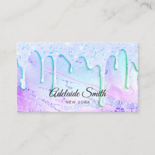 Carte De Visite parties scintillant violet vert conception gouttes