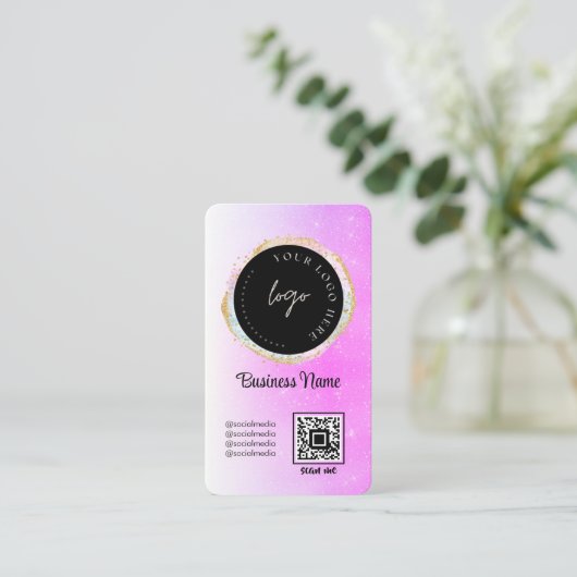 Carte De Visite Parties scintillant violette Feminin Social Media  (Debout devant)