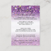 Carte De Visite Parties scintillant violette Lilac brillant Brosse (Dos)