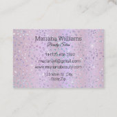 Carte De Visite parties scintillant violettes maquillage et cheveu (Dos)