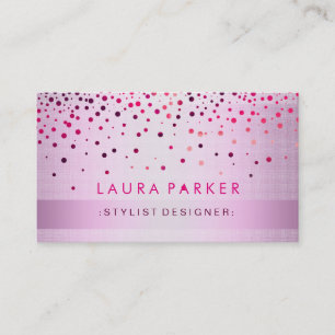 Carte De Visite Parties scintillant vive rose Confetti Lin Élégant