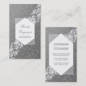 Carte De Visite Parties scintillantes argentées et laurier de (Devant / Derrière)