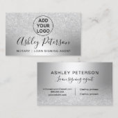 Carte De Visite Parties scintillantes argentées métalliques de (Devant / Derrière)