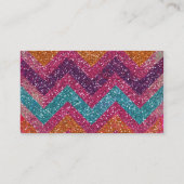 Carte De Visite Parties scintillantes Chevron Teal orange pourpre (Dos)