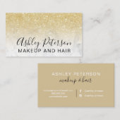 Carte De Visite Parties scintillantes chics d'or de marbre élégant (Devant / Derrière)