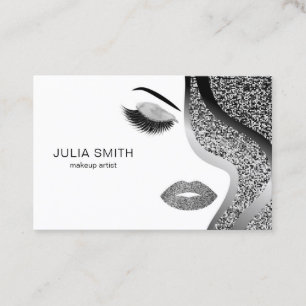 Carte De Visite Parties scintillantes d'argent de coiffeur de