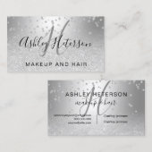 Carte De Visite Parties scintillantes d'argent de confettis de (Devant / Derrière)