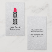 Carte De Visite Parties scintillantes d'argent de salon de beauté (Devant / Derrière)