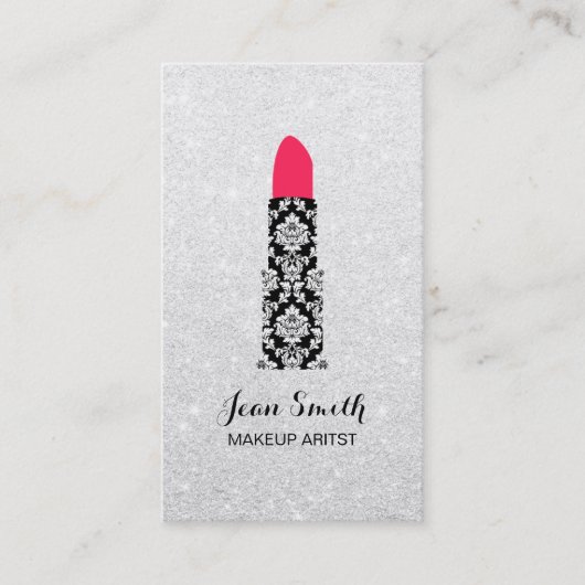 Carte De Visite Parties scintillantes d'argent de salon de beauté (Devant)