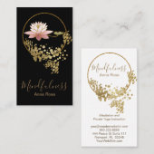Carte De Visite Parties scintillantes d'or de Lotus de Mindfulness (Devant / Derrière)