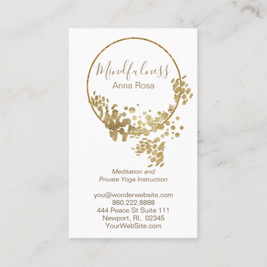 Carte De Visite Parties scintillantes d'or de Mindfulness de yoga (Dos)