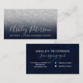 Carte De Visite Parties scintillantes élégantes d'argent de bleu (Devant / Derrière)