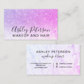 Carte De Visite Parties scintillantes élégantes de rose de marbre (Devant / Derrière)