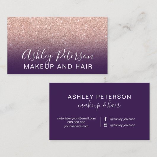 Carte De Visite Parties scintillantes élégantes d'or de rose de (Devant / Derrière)