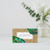 Carte De Visite Parties scintillantes en cristal vertes d'or de (Debout devant)