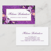 Carte De Visite Parties scintillantes florales pourpres (Devant / Derrière)
