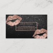 Carte De Visite Parties scintillantes roses de noir d'or de lèvres (Dos)