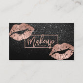 Carte De Visite Parties scintillantes roses de noir d'or de lèvres (Devant)