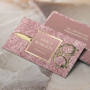 Carte De Visite Parties scintillantes roses d'or de ciseaux