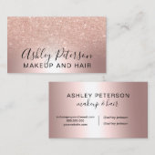Carte De Visite Parties scintillantes roses d'or de marbre (Devant / Derrière)