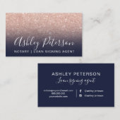 Carte De Visite Parties scintillantes roses d'or de marine (Devant / Derrière)