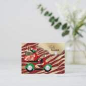 Carte De Visite Parties scintillantes rouges de zèbre d'or de (Debout devant)