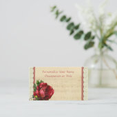 Carte De Visite Partition avec Rose rouge et dentelle (Debout devant)