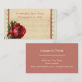Carte De Visite Partition avec Rose rouge et dentelle (Devant / Derrière)