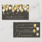 Carte De Visite Party Confetti Événement Brown Gold Balloon (Devant / Derrière)