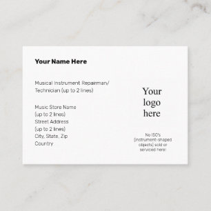 Carte De Visite Pas D'Objets En Forme D'Instrument Mty. Logo