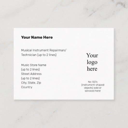 Carte De Visite Pas D'Objets En Forme D'Instrument Mty. Logo (Devant)