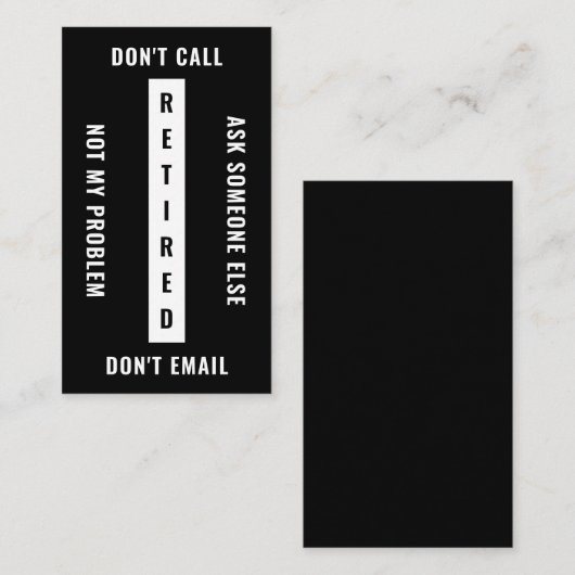 Carte De Visite Pas Mon Problème Retraite Drôle Retraite Verticale (Devant / Derrière)