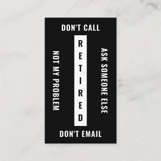 Carte De Visite Pas Mon Problème Retraite Drôle Retraite Verticale (Devant)