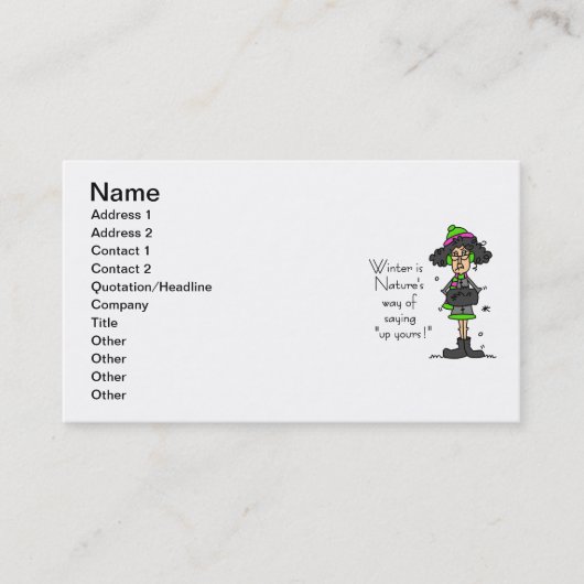 Carte De Visite Pas un fan d'hiver (Devant)