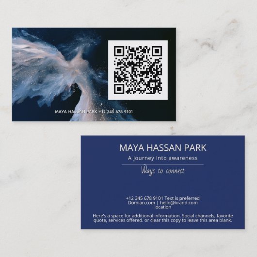 Carte De Visite Passage Céleste | Ange ailé code QR (Devant / Derrière)