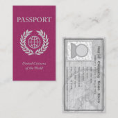 Carte De Visite passeport rose (Devant / Derrière)