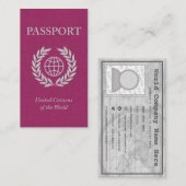 Carte De Visite passeport rose avec liens vers les médias sociaux (Devant / Derrière)