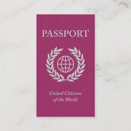 Carte De Visite passeport rose avec liens vers les médias sociaux (Devant)