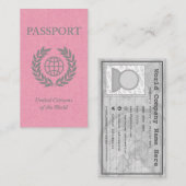 Carte De Visite passeport rose avec liens vers les médias sociaux (Devant / Derrière)