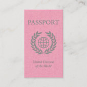 Carte De Visite passeport rose avec liens vers les médias sociaux (Devant)