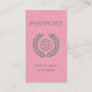 Carte De Visite passeport rose avec liens vers les médias sociaux