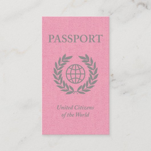 Carte De Visite passeport rose avec liens vers les médias sociaux (Devant)