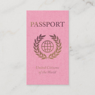 Carte De Visite passeport rose et or