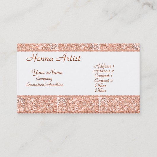 Carte De Visite Passion de Paisley (Devant)