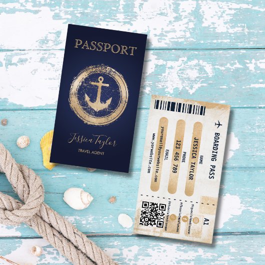 Carte De Visite Passport Travel Agent World Map Boarding Pass