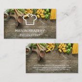Carte De Visite Pastas sur table | Logo du chef Casquette (Devant / Derrière)