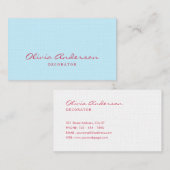Carte De Visite Paste sky blue minimalistic (Devant / Derrière)